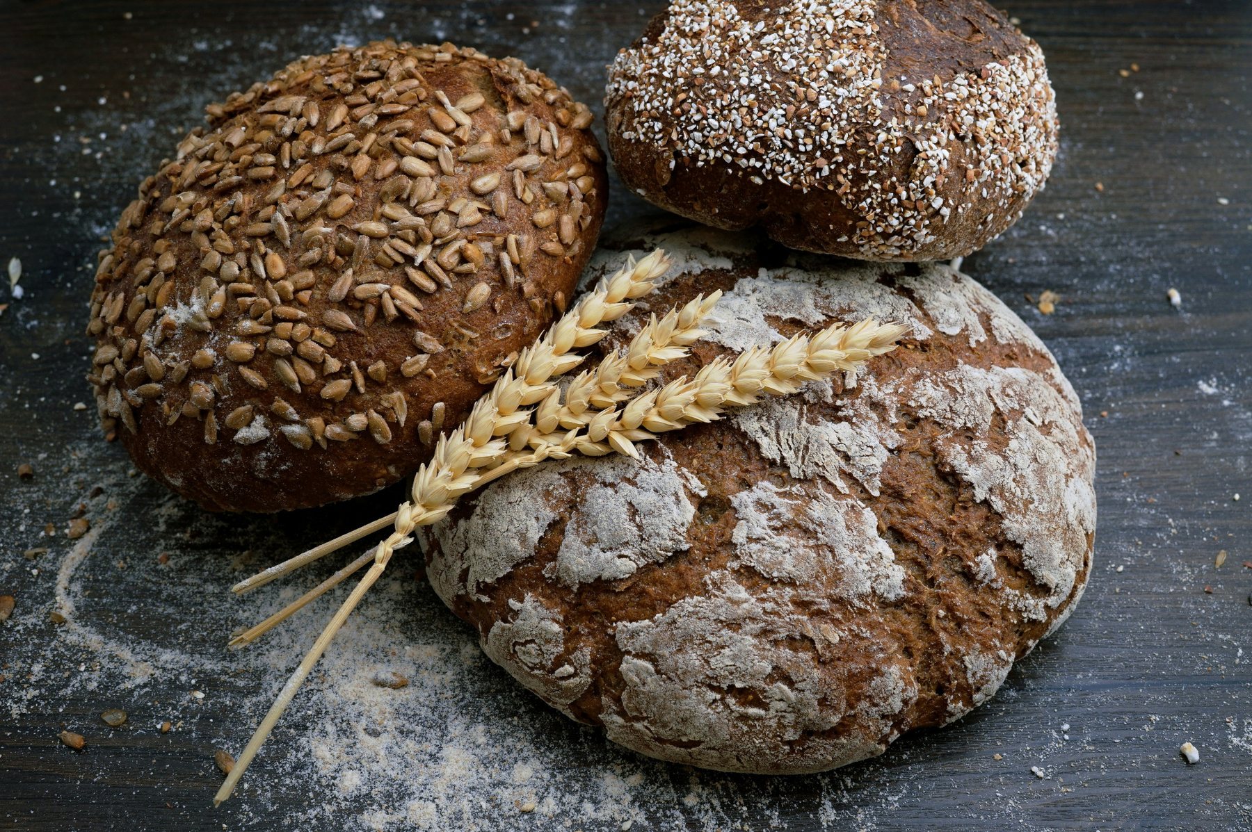 Seeded loaves and rustic bread